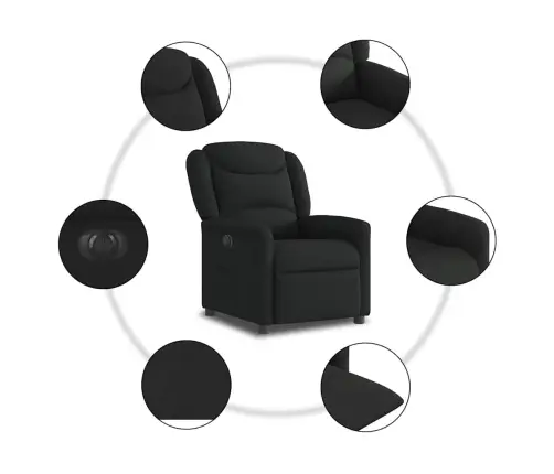 Elektrisks Atpūtas Krēsls, Atgāžams, Melns Audums Vidaxl
