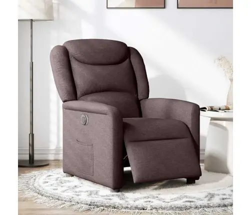 Elektrisks Atpūtas Krēsls, Atgāžams, Tumši Brūns Audums Vidaxl