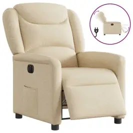 Elektrisks Atpūtas Krēsls, Atgāžams, Krēmkrāsas Audums Vidaxl