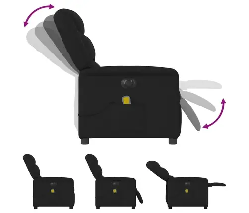 Elektrinis Atlošiamas Masažinis Krėslas, Juodas, Audinys