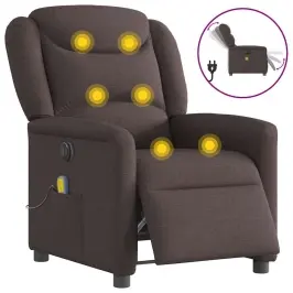 Elektrisks Masāžas Krēsls, Atgāžams, Tumši Brūns Audums Vidaxl