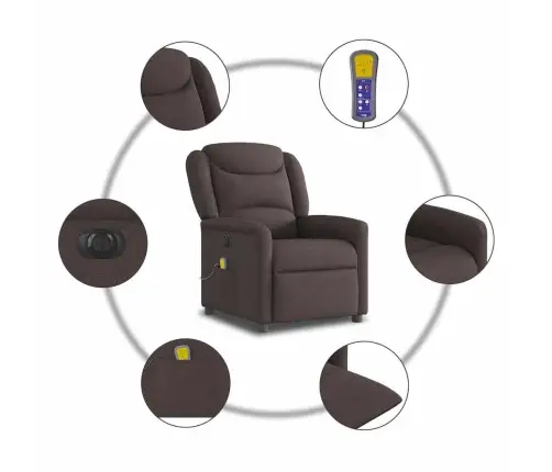 Elektrisks Masāžas Krēsls, Atgāžams, Tumši Brūns Audums Vidaxl