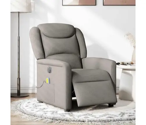 Elektrinis Atlošiamas Masažinis Krėslas, Taupe, Audinys Elektrinis Atlošiamas Masažinis Krėslas, Taupe, Audinys