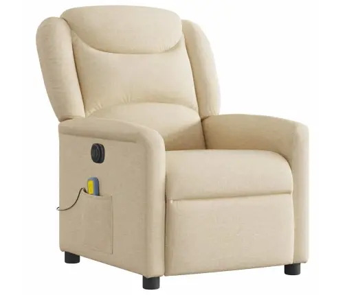 Elektrinis Atlošiamas Masažinis Krėslas, Kreminis, Audinys Elektrinis Atlošiamas Masažinis Krėslas, Kreminis, Audinys