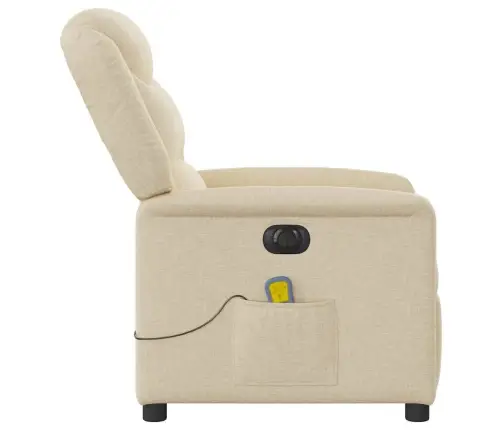 Elektrinis Atlošiamas Masažinis Krėslas, Kreminis, Audinys Elektrinis Atlošiamas Masažinis Krėslas, Kreminis, Audinys