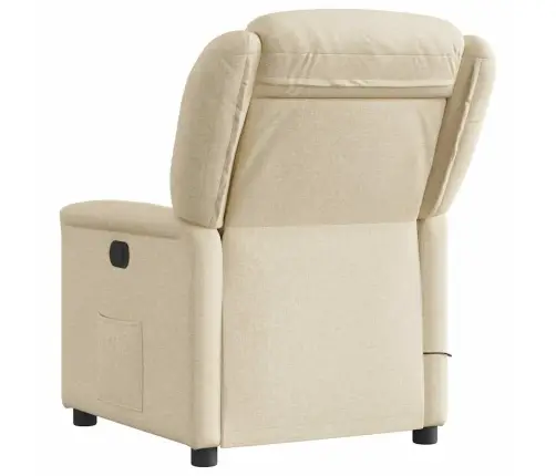 Elektrinis Atlošiamas Masažinis Krėslas, Kreminis, Audinys Elektrinis Atlošiamas Masažinis Krėslas, Kreminis, Audinys