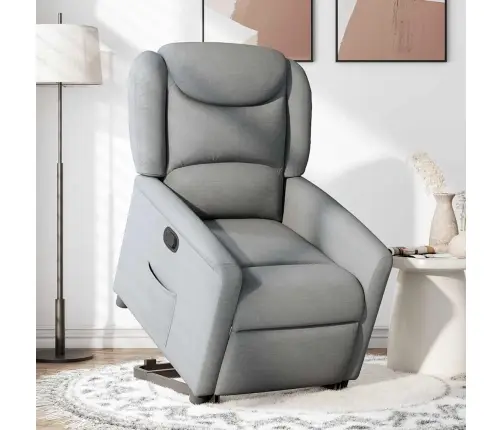 Atpūtas Krēsls, Paceļams, Atgāžams, Gaiši Pelēks Audums Vidaxl