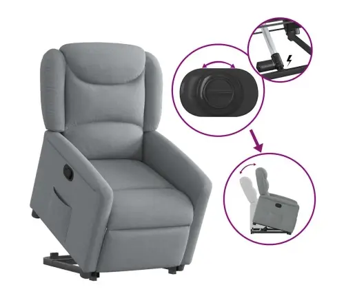 Atpūtas Krēsls, Paceļams, Atgāžams, Gaiši Pelēks Audums Vidaxl