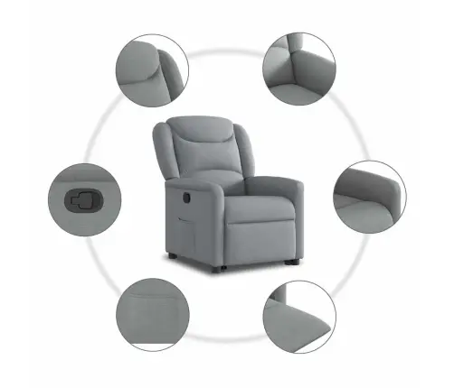 Atpūtas Krēsls, Paceļams, Atgāžams, Gaiši Pelēks Audums Vidaxl