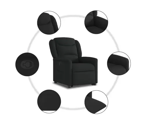 Atpūtas Krēsls, Paceļams, Atgāžams, Melns Audums Vidaxl