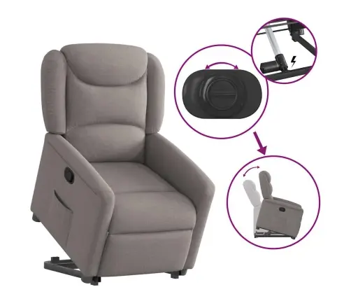 Atpūtas Krēsls, Paceļams, Atgāžams, Pelēkbrūns Audums Vidaxl