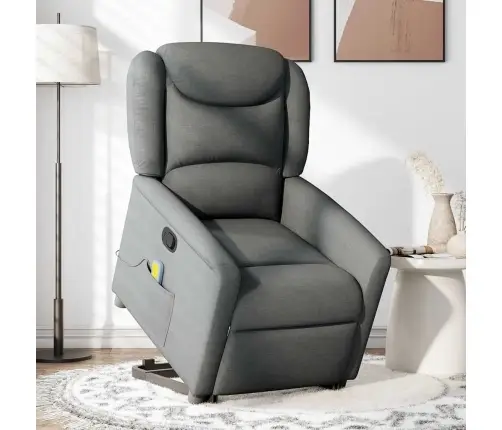 Atsistojantis Masažinis Krėslas, Tamsiai Pilkas, Audinys