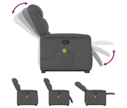 Atsistojantis Masažinis Krėslas, Tamsiai Pilkas, Audinys