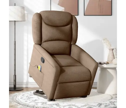 Masāžas Krēsls, Paceļams, Atgāžams, Brūns Audums Vidaxl