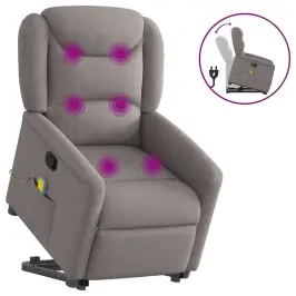 Masāžas Krēsls, Paceļams, Pelēkbrūns Audums Vidaxl
