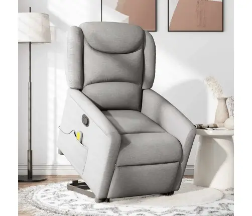 Atsistojantis Masažinis Krėslas, Pilkos Spalvos, Audinys