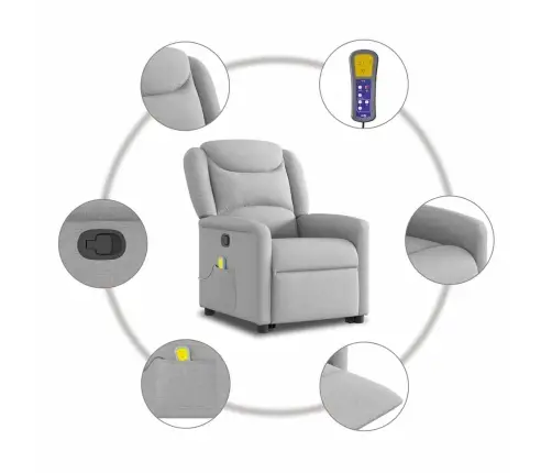 Atsistojantis Masažinis Krėslas, Pilkos Spalvos, Audinys