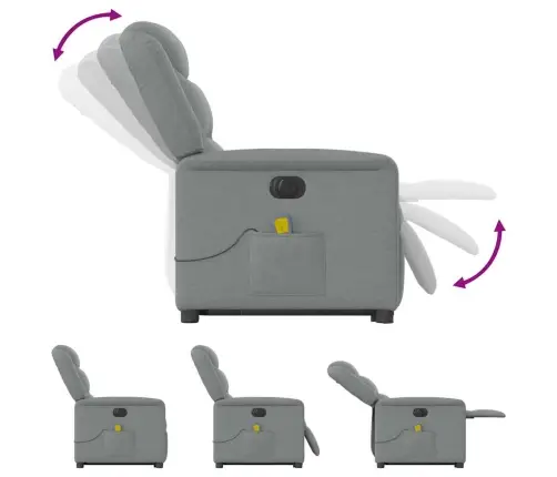 Elektrisks Masāžas Krēsls, Paceļams, Atgāžams, Pelēks Audums Vidaxl