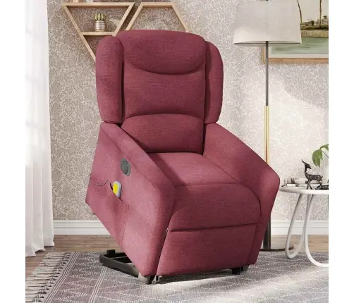 Elektrisks Masāžas Krēsls, Paceļams/Atgāžams, Vīnsarkans Audums Vidaxl