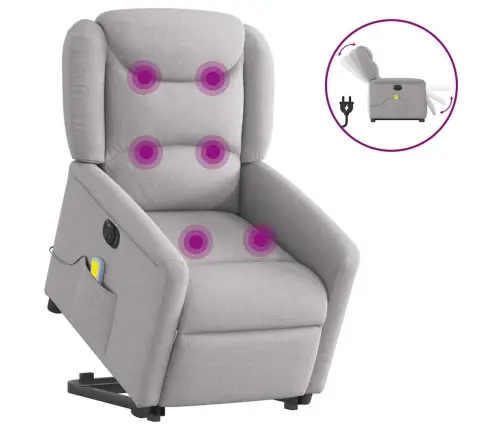 Elektriline Püstitõusmist Toetav Massaažitool, Pilvehall Kangas