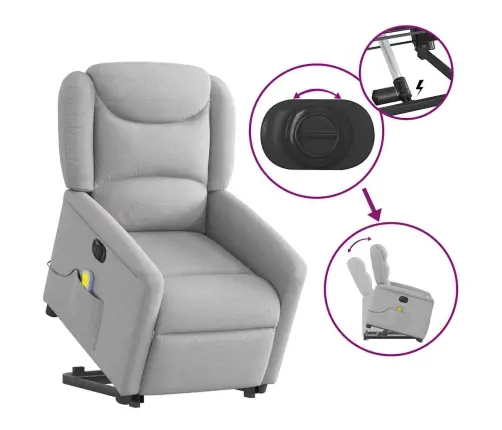 Elektriline Püstitõusmist Toetav Massaažitool, Pilvehall Kangas