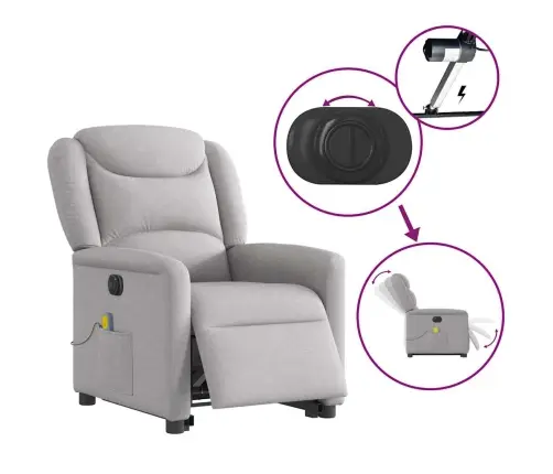 Elektriline Püstitõusmist Toetav Massaažitool, Pilvehall Kangas