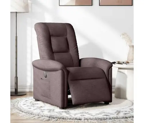 Elektrisks Atpūtas Krēsls, Atgāžams, Tumši Brūns Audums Vidaxl