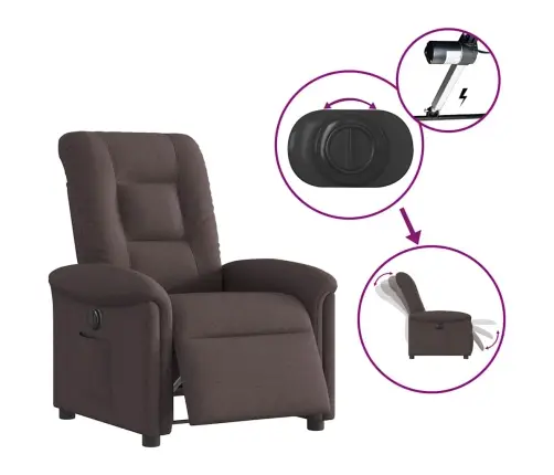 Elektrisks Atpūtas Krēsls, Atgāžams, Tumši Brūns Audums Vidaxl