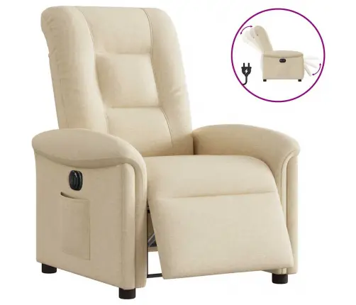 Elektrinis Atlošiamas Krėslas, Kreminės Spalvos, Audinys