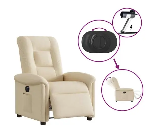 Elektrinis Atlošiamas Krėslas, Kreminės Spalvos, Audinys