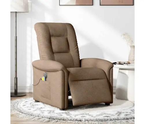 Elektrinis Atlošiamas Masažinis Krėslas, Rudas, Audinys