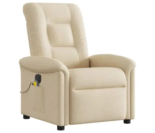 Elektrisks Masāžas Krēsls, Atgāžams, Krēmkrāsas Audums Vidaxl