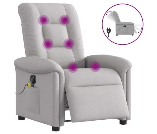 Elektrisks Masāžas Krēsls, Atgāžams, Mākonis Pelēks Audums Vidaxl