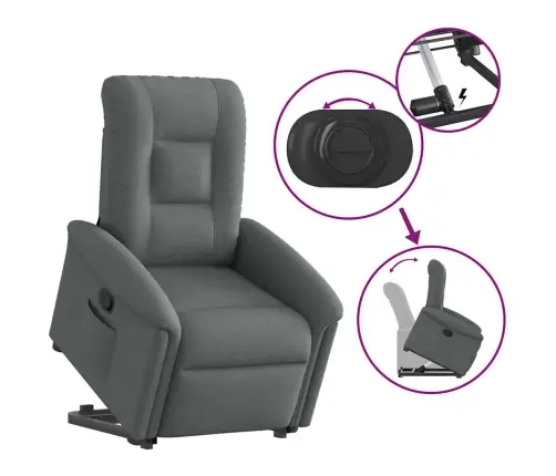 Atpūtas Krēsls, Paceļams, Atgāžams, Tumši Pelēks Audums Vidaxl Atpūtas Krēsls, Paceļams, Atgāžams, Tumši Pelēks Audums Vidaxl