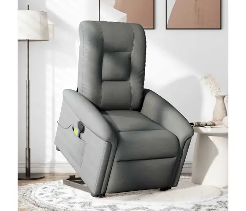 Masāžas Krēsls, Paceļams, Atgāžams, Tumši Pelēks Audums Vidaxl