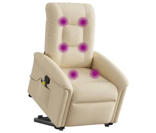Masāžas Krēsls, Paceļams, Atgāžams, Krēmkrāsas Audums Vidaxl
