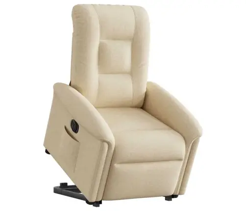 Elektrisks Atpūtas Krēsls, Paceļams/Atgāžams, Krēmkrāsas Audums Vidaxl