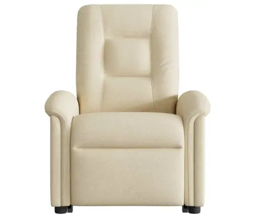 Elektrisks Atpūtas Krēsls, Paceļams/Atgāžams, Krēmkrāsas Audums Vidaxl