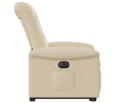 Elektrisks Atpūtas Krēsls, Paceļams/Atgāžams, Krēmkrāsas Audums Vidaxl