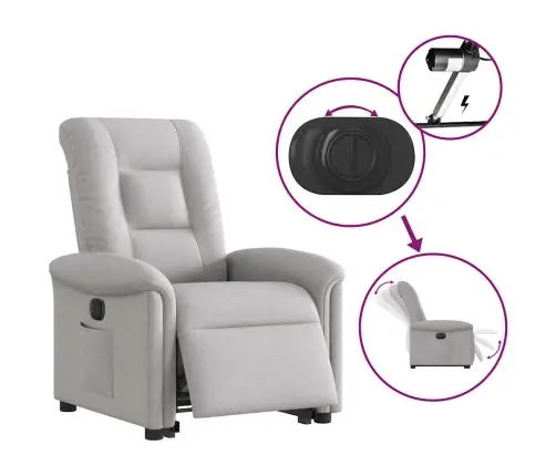 Elektrisks Atpūtas Krēsls, Paceļams, Atgāžams, Mākonis Pelēks Vidaxl