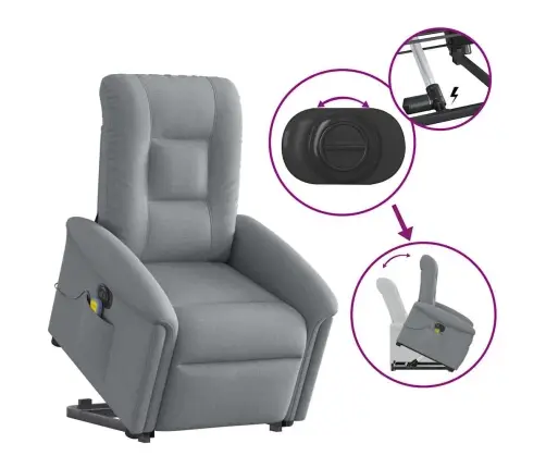 Atsistojantis Masažinis Krėslas, Šviesiai Pilkas, Audinys