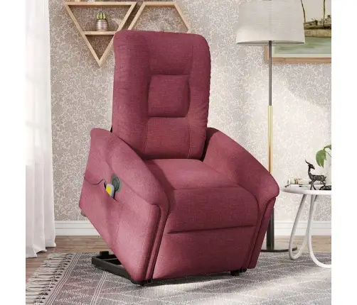 Elektrisks Masāžas Krēsls, Paceļams/Atgāžams, Vīnsarkans Audums Vidaxl