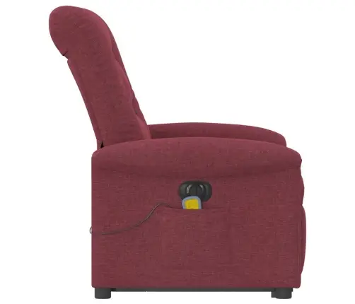 Elektrisks Masāžas Krēsls, Paceļams/Atgāžams, Vīnsarkans Audums Vidaxl