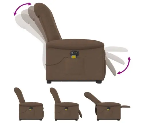 Elektriline Püsti Tõusmist Toetav Massaažitool, Pruun, Kangas