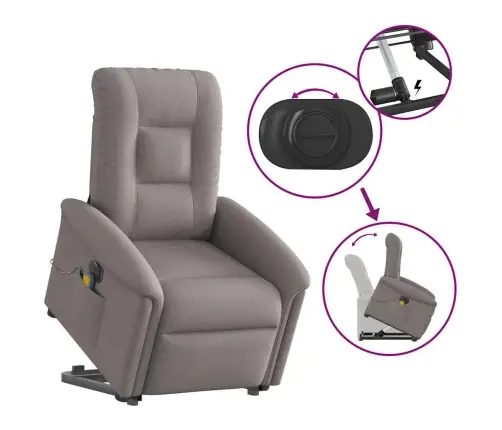 Atsistojantis Elektrinis Masažinis Krėslas, Taupe, Audinys Atsistojantis Elektrinis Masažinis Krėslas, Taupe, Audinys