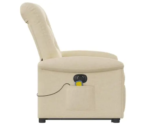 Elektrisks Masāžas Krēsls, Paceļams, Krēmkrāsas Audums Vidaxl