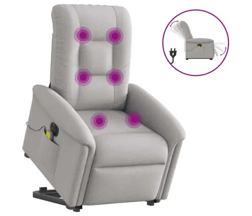 Elektrisks Stāvus Masāžas Atpūtas Krēsls Mākonis Pelēks Audums Vidaxl