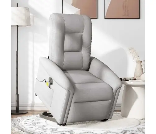 Elektrisks Stāvus Masāžas Atpūtas Krēsls Mākonis Pelēks Audums Vidaxl