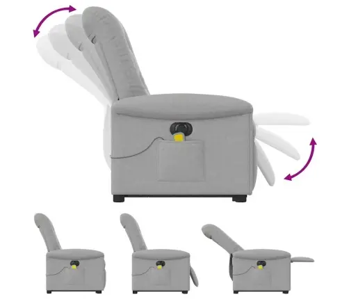 Elektrisks Stāvus Masāžas Atpūtas Krēsls Mākonis Pelēks Audums Vidaxl