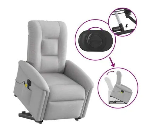 Elektrisks Stāvus Masāžas Atpūtas Krēsls Mākonis Pelēks Audums Vidaxl